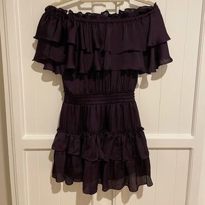 Misa Isabella off-the-shoulder Dress in Plum